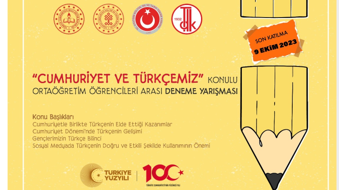 Cumhuriyet ve Türkçemiz Konulu Deneme Yarışması